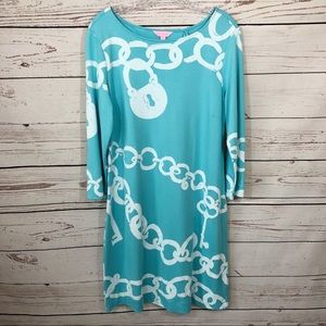 Lilly Pulitzer Shorley Blue Ball & Chain Dress L